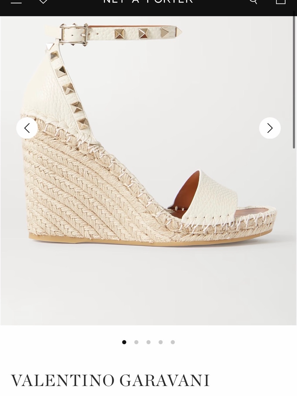 VALENTINO GARAVANI
Rockstud 105 textured-leather espadrille wedge sandals